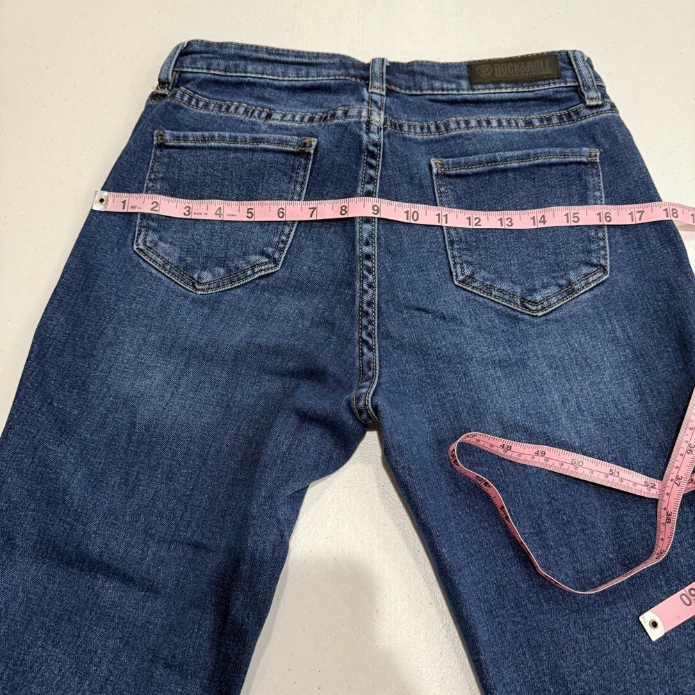 Rock & Roll Denim Jeans High Rise Straight Cropped Dark Wash Women’s Size 28x27 - Picture 5 of 11